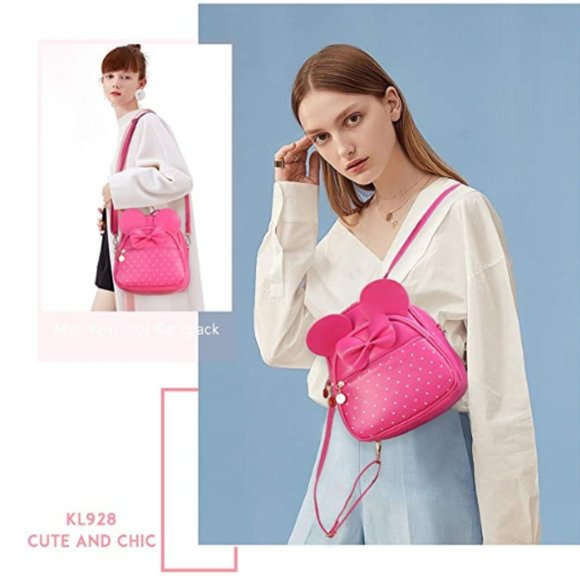 Girls Bowknot Polka Dot Cute Mini Backpack - Picture 6 of 7